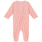 Baby Girls Pink Velour Babygrows (2 Pack), 1, hi-res